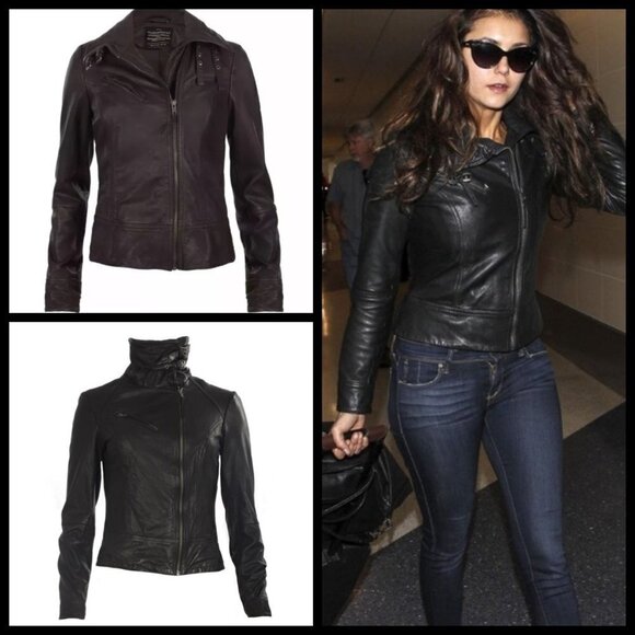 💕ALLSAINTS💕 Belvedere Jacket ~ 100% Leather Moto Dark Brown Size US 4 - Picture 1 of 15